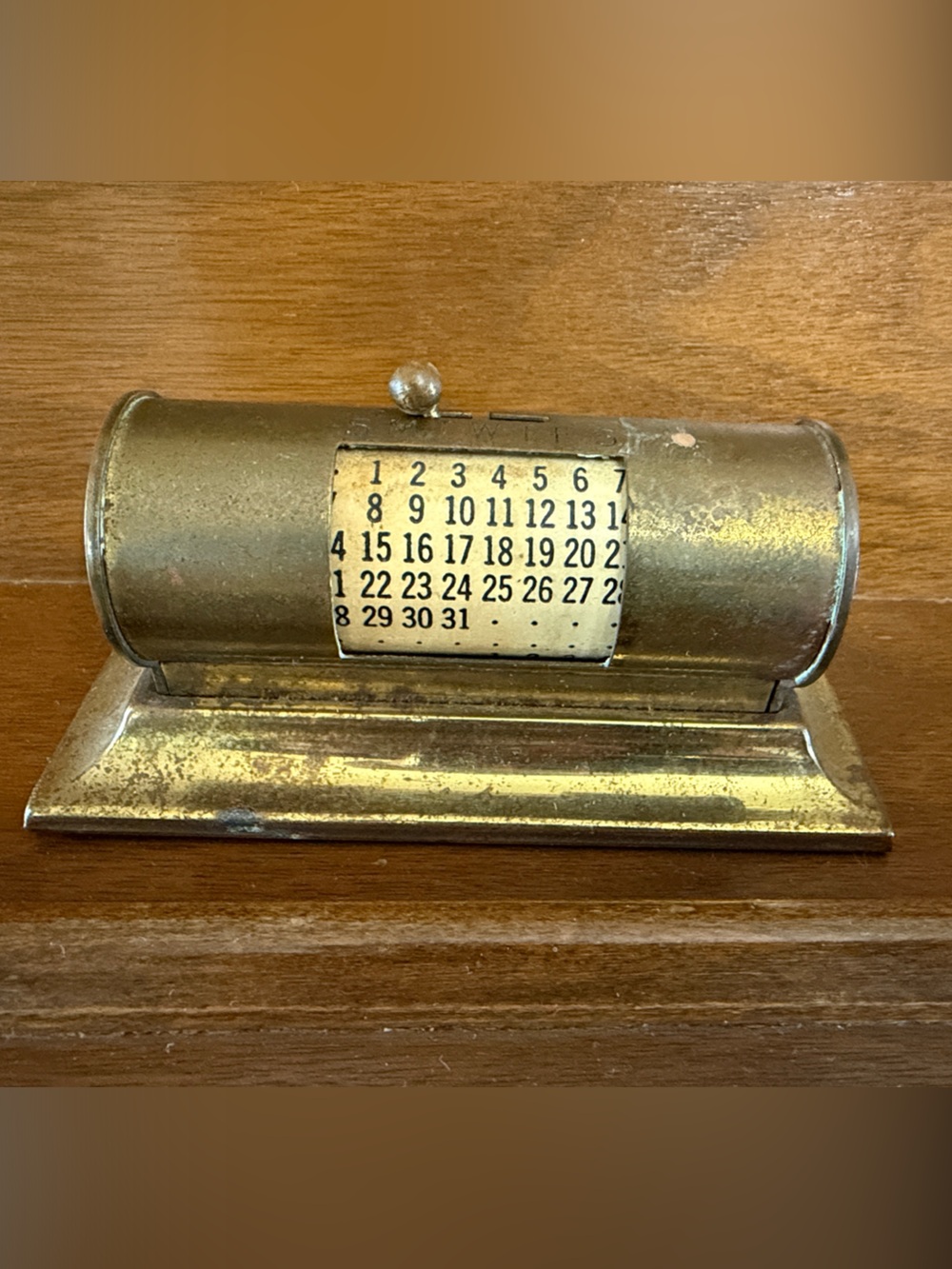 Vintage Brass Perpetual Desk Calendar Mid Century Rolling Date Office Decor